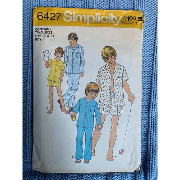 Simplicity sewing pattern  6427 boys pajamas top pant shorts - Picture 1 of 5